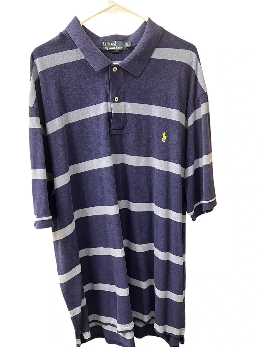 Polo Ralph Lauren Striped Polo Shirt 3XLT Navy Oversized Dadcore Preppy